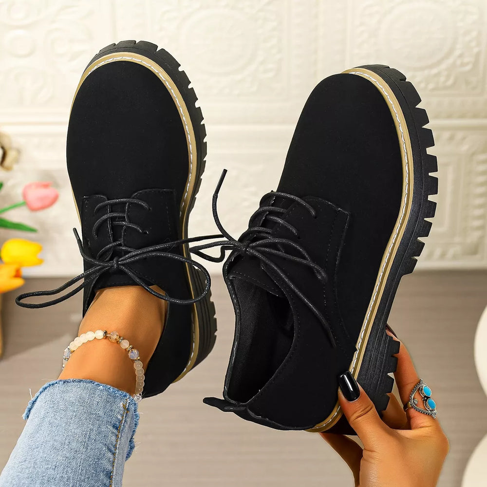 Lace-Up Platform Loafers - Trendsi - Flyclothing LLC