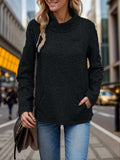 Pocketed Turtleneck Long Sleeve Sweatshirt - Trendsi - Flyclothing LLC
