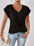 V-Neck Twist Front Top - Trendsi - Flyclothing LLC