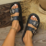 Open Toe Double Buckle Sandals - Trendsi - Flyclothing LLC