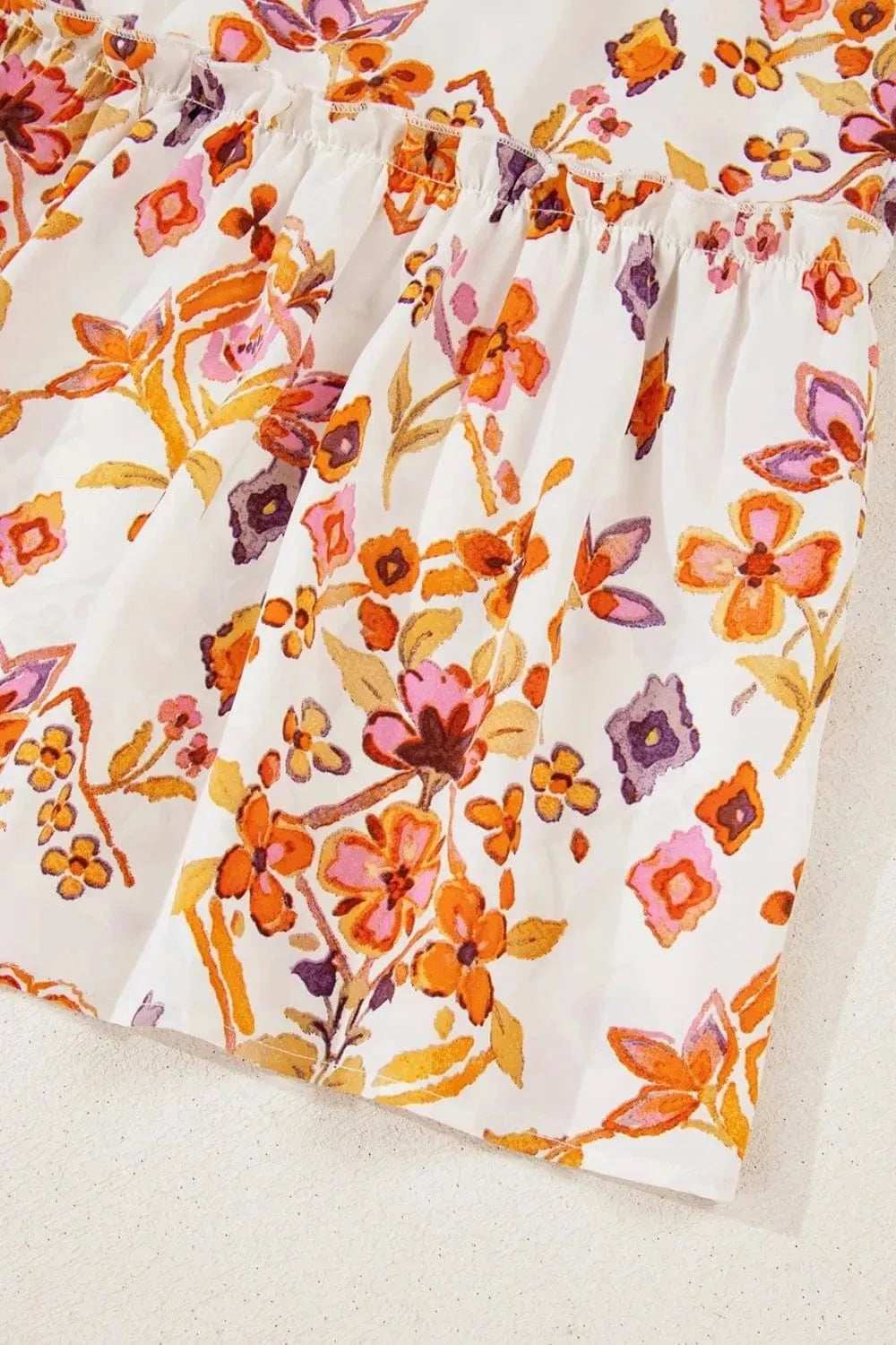 Printed Tie Neck Cap Sleeve Mini Dress - Trendsi - Flyclothing LLC