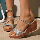 Open Toe Wedge Sandals - Trendsi - Flyclothing LLC