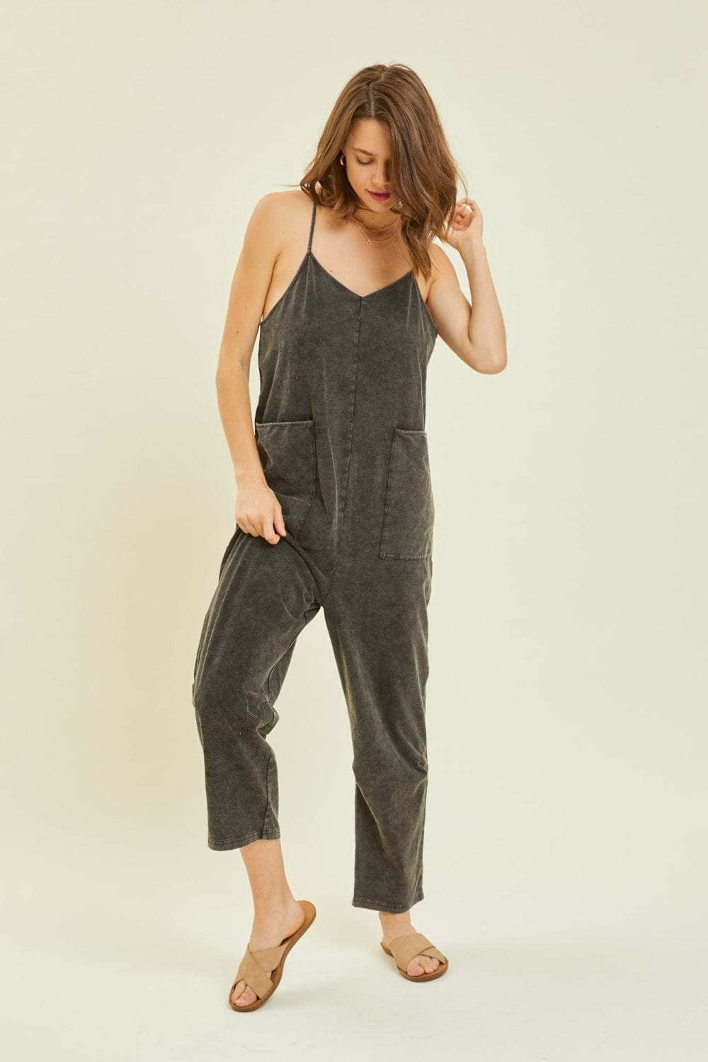 HEYSON Full Size Mineral-Washed Oversized Jumpsuit with Pockets - Trendsi - Flyclothing LLC