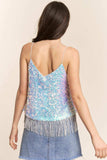 J.NNA Sequin Tassel Hem Flowy Cami - Trendsi - Flyclothing LLC