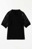 Round Neck Half Sleeve Top - Trendsi - Flyclothing LLC