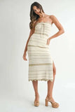 MABLE Contrast Striped Crochet Knit Midi Dress - Trendsi - Flyclothing LLC