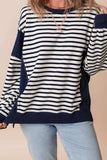 Exposed Seam Striped Long Sleeve Sweatshirt - Trendsi - Flyclothing LLC