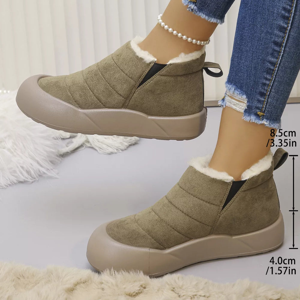 Warm Plush Lined Ankle Boots - Trendsi - Flyclothing LLC