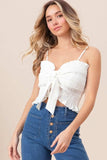 BiBi Ruffled Smocked Ribbon Detail Cami - Trendsi - Flyclothing LLC