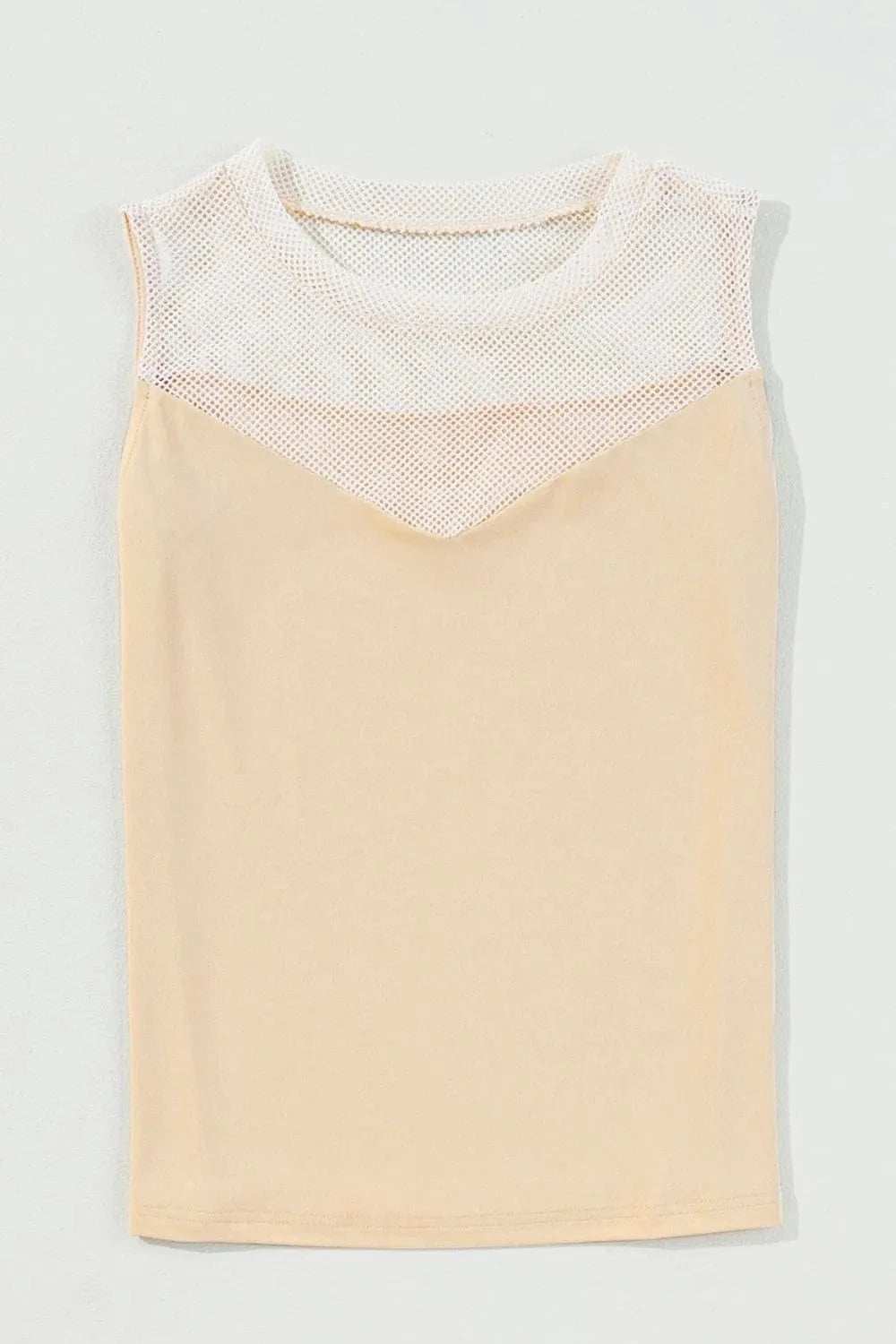 Mesh Patchwork Crew Neck Tank - Trendsi - Flyclothing LLC