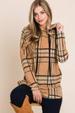BOMBOM Drawstring Plaid Long Sleeve Hoodie - Trendsi - Flyclothing LLC