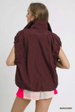 Umgee Drawstring Hem Nylon Vest with Pockets - Trendsi - Flyclothing LLC