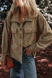 Textured Pocketed Collared Neck Long Sleeve Shacket - Trendsi - Flyclothing LLC