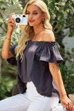 Off-Shoulder Short Sleeve Blouse - Trendsi - Flyclothing LLC