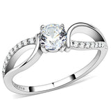 DA004 - High polished (no plating) Stainless Steel Ring with AAA Grade CZ in Clear - Alamode - Flyclothing LLC