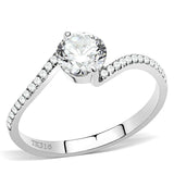 DA006 - High polished (no plating) Stainless Steel Ring with AAA Grade CZ in Clear - Alamode - Flyclothing LLC