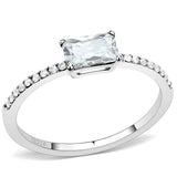 DA009 - High polished (no plating) Stainless Steel Ring with Cubic in Clear - Alamode - Flyclothing LLC