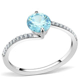DA014 - High polished (no plating) Stainless Steel Ring with AAA Grade CZ in Sea Blue - Alamode - Flyclothing LLC