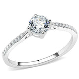 DA018 - High polished (no plating) Stainless Steel Ring with AAA Grade CZ in Clear - Alamode - Flyclothing LLC