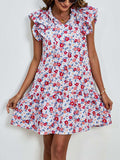 Tied Floral Cap Sleeve Mini Dress - Trendsi - Flyclothing LLC