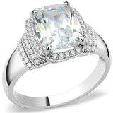 DA024 - High polished (no plating) Stainless Steel Ring with Cubic in Clear - Alamode - Flyclothing LLC