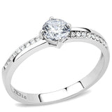 DA025 - High polished (no plating) Stainless Steel Ring with AAA Grade CZ in Clear - Alamode - Flyclothing LLC
