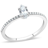 DA031 - High polished (no plating) Stainless Steel Ring with Cubic in Clear - Alamode - Flyclothing LLC