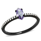 DA032 - IP Black(Ion Plating) Stainless Steel Ring with AAA Grade CZ in Amethyst - Alamode - Flyclothing LLC