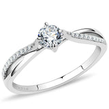 DA035 - High polished (no plating) Stainless Steel Ring with AAA Grade CZ in Clear - Alamode - Flyclothing LLC