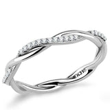 DA042 - High polished (no plating) Stainless Steel Ring with AAA Grade CZ in Clear - Alamode - Flyclothing LLC