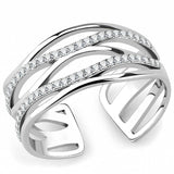 DA047 - High polished (no plating) Stainless Steel Ring with AAA Grade CZ in Clear - Alamode - Flyclothing LLC
