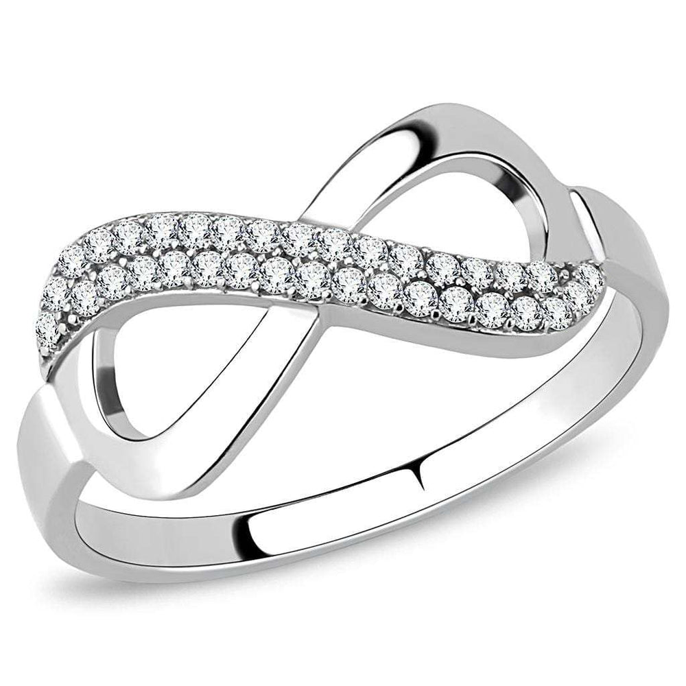 DA054 - High polished (no plating) Stainless Steel Ring with AAA Grade CZ in Clear - Alamode - Flyclothing LLC