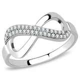 DA054 - High polished (no plating) Stainless Steel Ring with AAA Grade CZ in Clear - Alamode - Flyclothing LLC