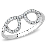 DA055 - High polished (no plating) Stainless Steel Ring with AAA Grade CZ in Clear - Alamode - Flyclothing LLC