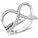 DA058 - High polished (no plating) Stainless Steel Ring with AAA Grade CZ in Clear - Alamode - Flyclothing LLC