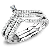 DA061 - High polished (no plating) Stainless Steel Ring with AAA Grade CZ in Clear - Alamode - Flyclothing LLC