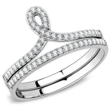 DA063 - High polished (no plating) Stainless Steel Ring with AAA Grade CZ in Clear - Alamode - Flyclothing LLC