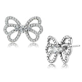DA067 - High polished (no plating) Stainless Steel Earrings with AAA Grade CZ in Clear - Alamode - Flyclothing LLC