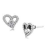 DA075 - High polished (no plating) Stainless Steel Earrings with AAA Grade CZ in Clear - Alamode - Flyclothing LLC