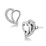 DA076 - High polished (no plating) Stainless Steel Earrings with AAA Grade CZ in Clear - Alamode - Flyclothing LLC