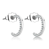 DA079 - High polished (no plating) Stainless Steel Earrings with AAA Grade CZ in Clear - Alamode - Flyclothing LLC