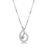 DA090 - High polished (no plating) Stainless Steel Chain Pendant with AAA Grade CZ in Sea Blue - Alamode - Flyclothing LLC