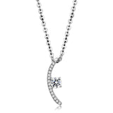 DA092 - High polished (no plating) Stainless Steel Chain Pendant with AAA Grade CZ in Clear - Alamode - Flyclothing LLC