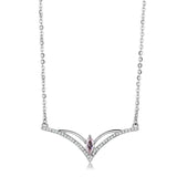 DA094 - High polished (no plating) Stainless Steel Chain Pendant with AAA Grade CZ in Light Rose - Alamode - Flyclothing LLC
