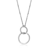 DA097 - High polished (no plating) Stainless Steel Chain Pendant with AAA Grade CZ in Clear - Alamode - Flyclothing LLC