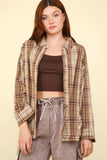 VERY J Contrast Plaid Raw Detail Shirt - Trendsi - Flyclothing LLC