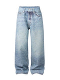 Men's Washed Rhinestone Print Jeans - Trendsi - Flyclothing LLC