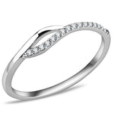 DA113 - High polished (no plating) Stainless Steel Ring with AAA Grade CZ in Clear - Alamode - Flyclothing LLC
