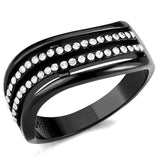 DA126 - IP Black(Ion Plating) Stainless Steel Ring with AAA Grade CZ in Clear - Alamode - Flyclothing LLC