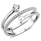 DA134 - High polished (no plating) Stainless Steel Ring with AAA Grade CZ in Clear - Alamode - Flyclothing LLC